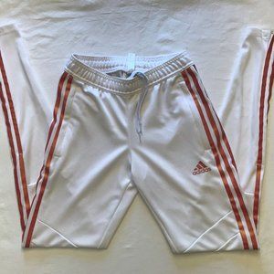 Adidas White Athletic Pants with Rose Stripes/Logo